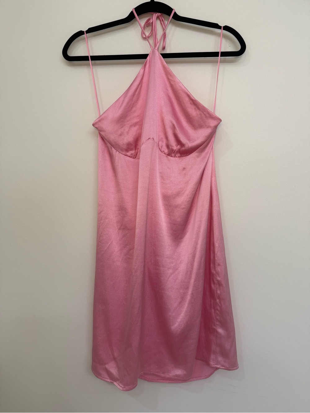 Zara Pink Satin Halter Slip Dress women Size large NWT